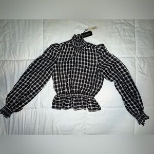 Buffalo David Bitton Black and White Checkered Blouse